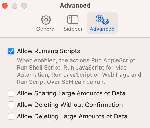 Shortcuts: allow scripts